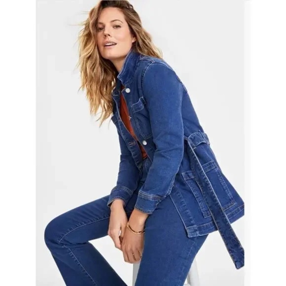 On 34TH Women Belted Denim Wrap Jacket Size XS -  NWT